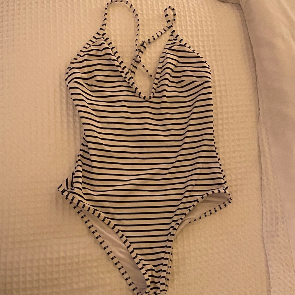Striped Black and White Women's Swimsuit